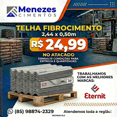 TELHA FIBROCIMENTO 2,44X0,50 ETERNIT