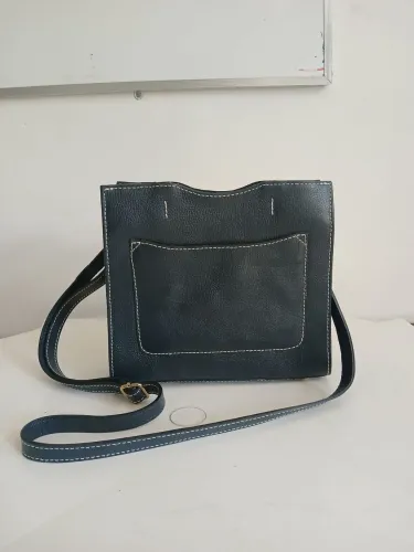 bolsa estruturada couro azul marinho