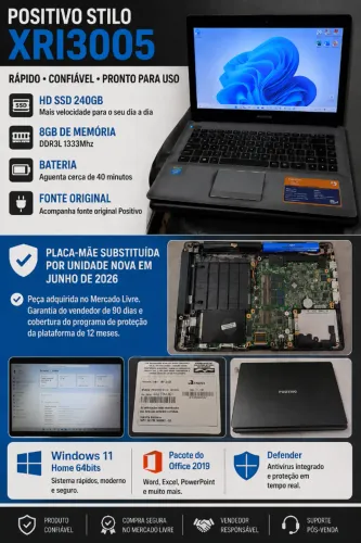 Notebook Positivo Stilo XRI3005 - SSD 240GB | 8GB RAM | Windows 11