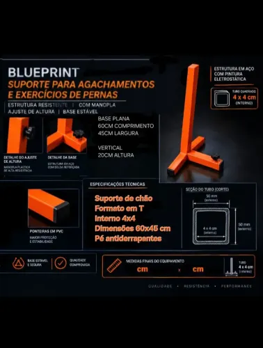 Suporte em T base de ferro soldado agachamento