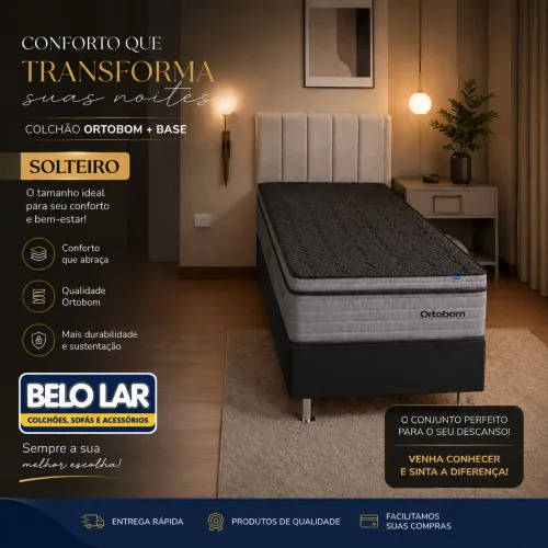 Cama e Colchão Solteiro Ortobom