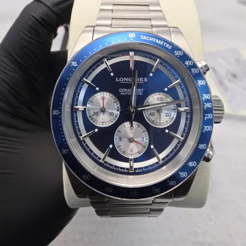 Relógio Longines Conquest Cronógrafo Azul Aço Masculino Premium Novo