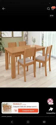 Conjunto mesa de jantar com 4 cadeiras 