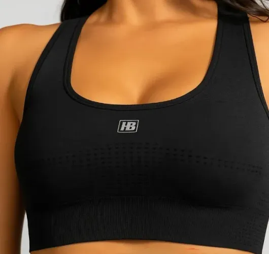 Top Fitness Seamless Preto Mescla Tam M Academia
