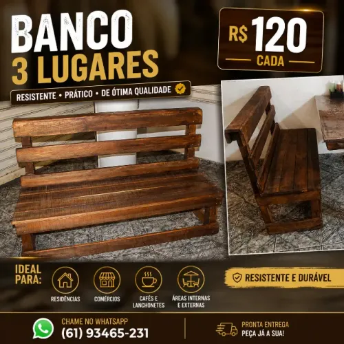 Banco Rústico de madeira