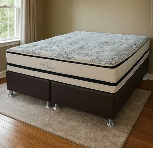 Cama Box Queen Confort Gel D33 Molas Ensacadas com Base Marrom