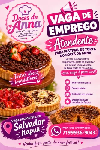 Vaga de emprego atendimento