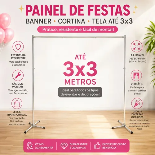 Suporte de painel de festas banner, cortina