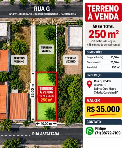 Terreno 250M2 em Ouro Negro Candeias/Bahia