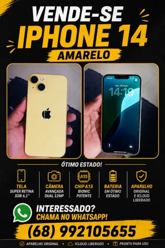 Vende-se iPhone 14 amarelo
