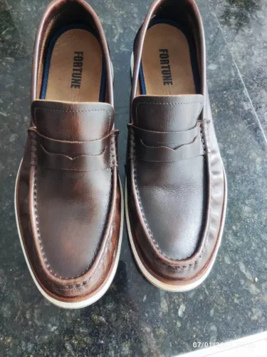 Sapato Mocassim Fortune Marrom Couro Legítimo Nº 40