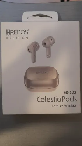 ?Fone de Ouvido Sem Fio Bluetooth Hrebos EB-603 CelestiaPods Bege Rose