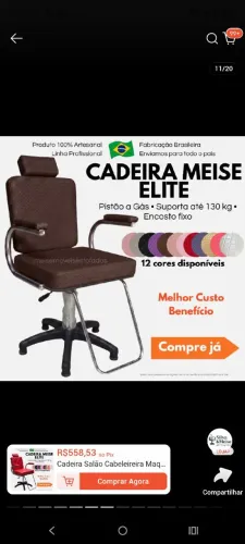 Vendo cadeira de Barbeiro semi nova somente uma vez usada.