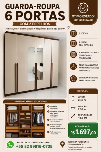 Guarda Roupas 6 Portas Elegante
