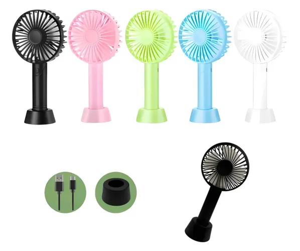 Mini Ventilador De Mão Portátil Recarregável Para Extensão - cor preto