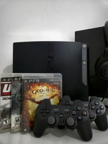 Ps3 Slim 1TB Desbloqueado + 2 Controles + 3 Jogos Físicos