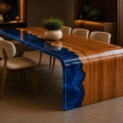 Mesa madeira e epox top cascata top