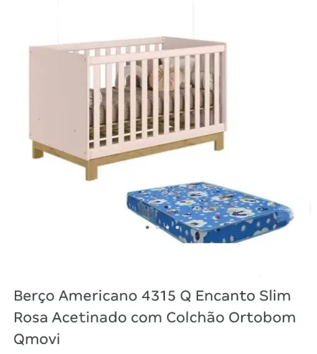 Berço Rosê + Colchão 