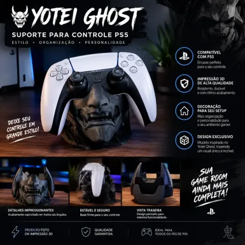 Suporte para Controle PS5 Yotei Ghost - 3D - Preto