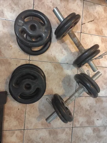 Kit Halteres + Anilhas 24kg + Banco Articulado