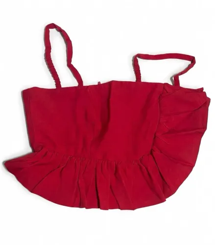 Top Cropped Le Salis Vermelho com Babados - Tamanho 36