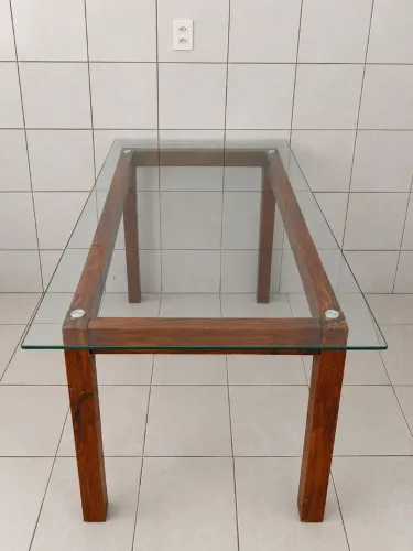 Mesa tampo de vidro