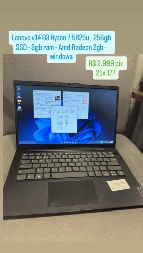Lenovo v14 G3 Ryzen 75825u - 256gb ssd - 8GB ram - amd radeon 2GB - Windows 