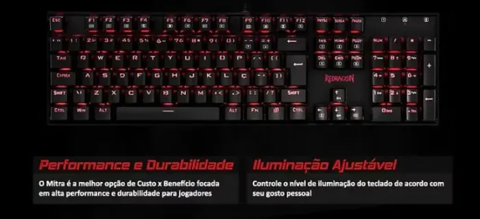Redragon TECLADO MECANICO MITRA SWITCH MARROM, Preto