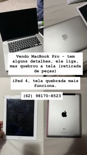 VENDO - MACBOOK PRO E IPAD 4 PARA RETIRADA DE PEÇAS