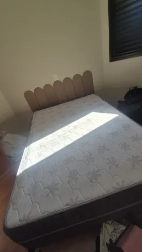 Vendo cama box de casal + pillowtop + cabeceira