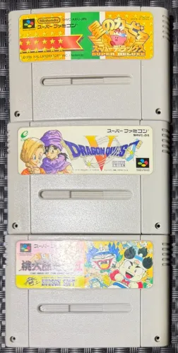 Lote D. Quest V, S. Momotaro Dentetsu II e Kirby Super Deluxe Originais SNES SFC