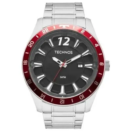 Relógio TECHNOS masculino analógico aro vermelho 2117LAR/1P