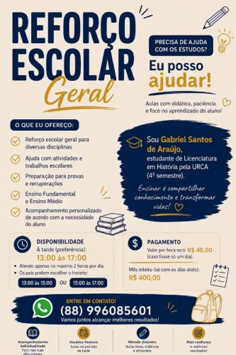 Reforço Escolar Geral - Aulas Particulares