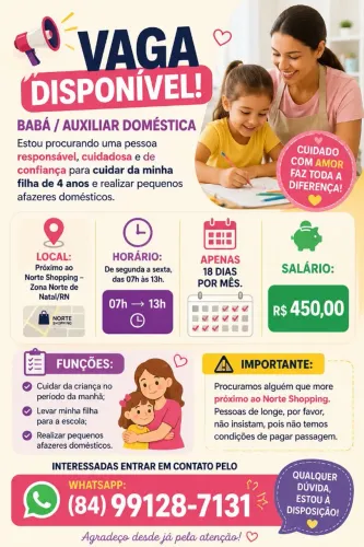 ? VAGA DISPONÍVEL - BABÁ /