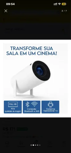 Projetor Vlx HY300 Android Portátil Smart com Wi-Fi e Bluetooth