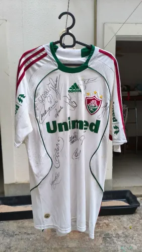 Camisa Adidas Fluminense 2008 M branca autografada