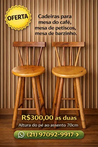 Cadeiras 100% madeira para mesa do café e outro, mesa do barzinho. 
