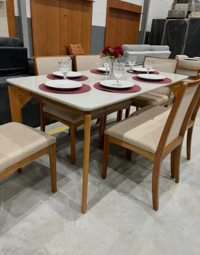 Mesa de Vidro com 6 Cadeiras Tela NOVO