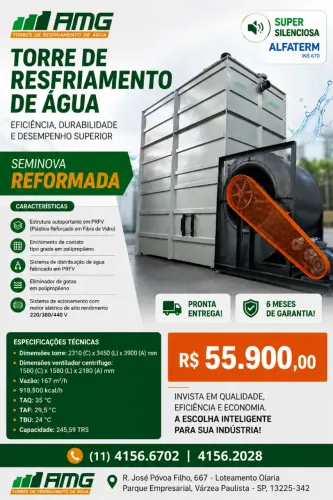 Torre de resfriamento super silenciosa Alfaterm INS 670 usada seminova reformada garantia