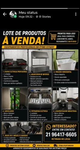 Vendo lote de equipamentos usada em hamburgueria