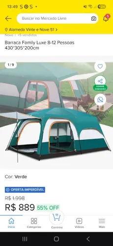 Barraca de camping 10 a 14 pessoas