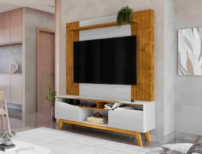 Rack Home Atalaia Naturale.Off White Bechara Moveis - Entrega Rápida!