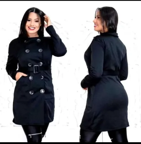 Sobretudo Feminino Premium Quentinho Botões Cinto e Bolsos