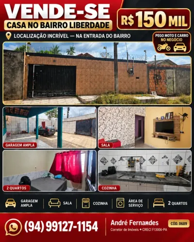 VENDE-SE CASA NO BAIRRO LIBERDADE