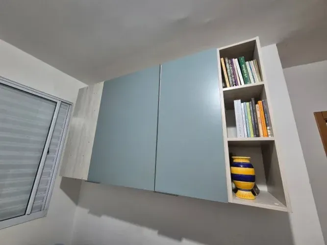 Armários de Cozinha Aéreos Bartira Cristal em MDP - Vários Tamanhos - Freixo/Azul