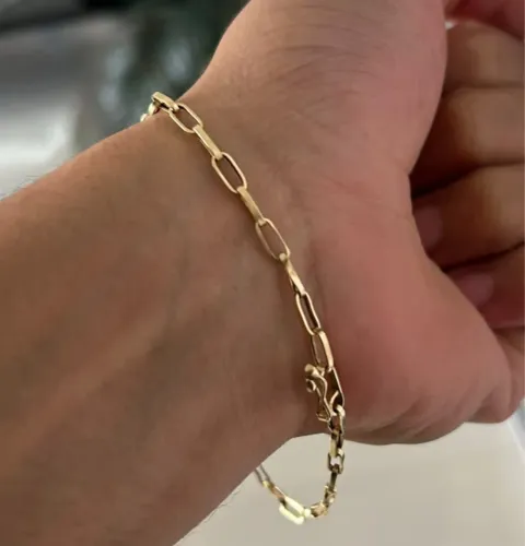 Pulseira tijolinho ouro 18k