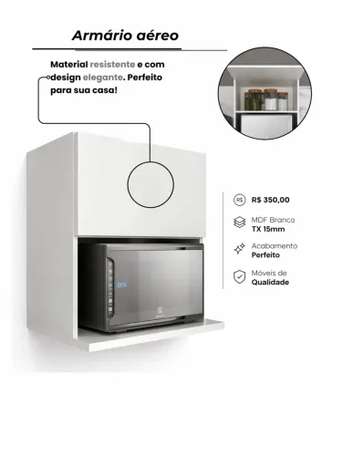Nicho para microondas com porta báscula