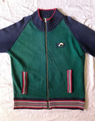 Jaqueta cavalera com detalhes de tricot