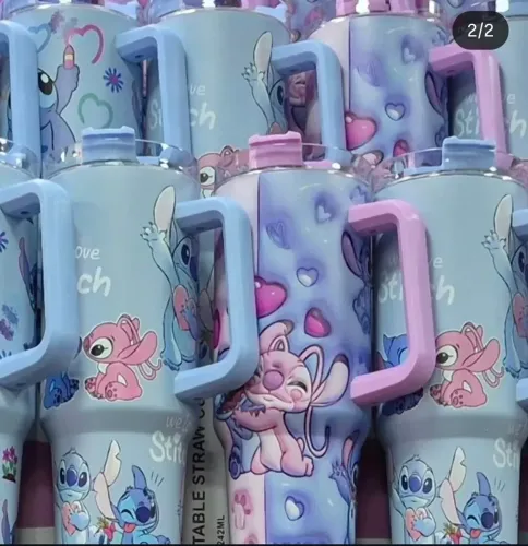 Garrafa Térmico Tumbler Disney Stitch Angel 1,2L<br><br>? R$ 89,90