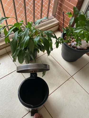 Lixeira Inox 5L Mor Ágata com balde